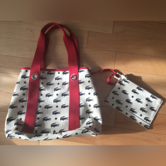 LACOSTE Vintage summer bag tote plus matching wallet - Picture 2 of 5